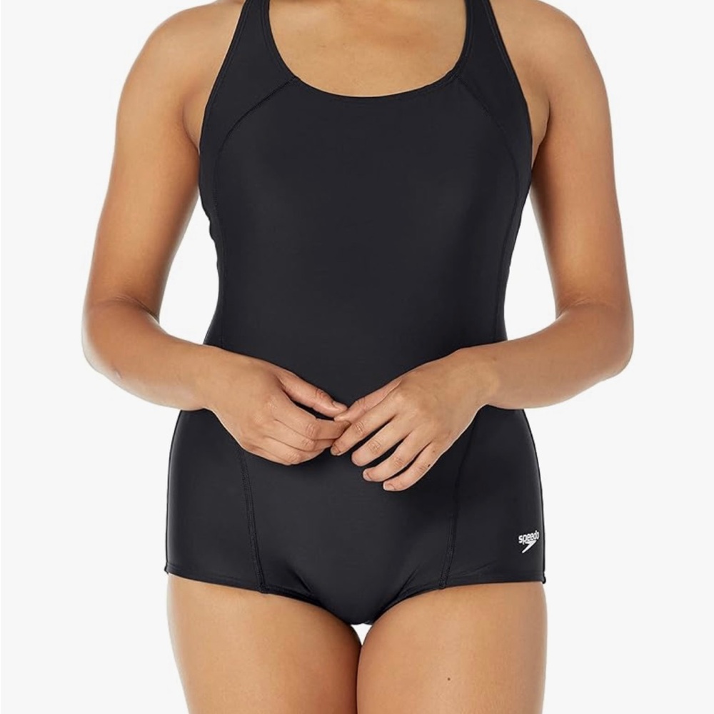 Speedo Black One Piece Power Flex Swimsuit Size 12
